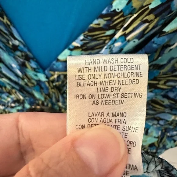 STUDIO 1 8 colorful blue speckled Y2K 90's midi stretch woman poly spandex dress - Picture 8 of 12